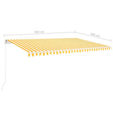 Manual Retractable Awning with Posts 5x3 m Yellow and White 3069978