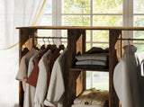 Open Wardrobe Double Mobile Storage Shelves Organizer W/6 Wheels-Rustic Brown T3398P328096