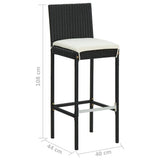 Bar Stool Set of 2 Black Poly Rattan Counter Height Durable 316668