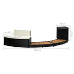 Spa Surround Black Poly Rattan and Solid Acacia Wood 316651