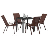 Garden Dining Set 5 pcs Brown and Black Powder-coated Steel 3379129