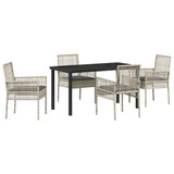 Garden Dining Set with Cushion 5 pcs Light Grey Poly Rattan 3379900