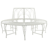 Tree Bench 8-Seater 160 x 89 cm Steel Antique White Round 42029519