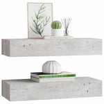 Wall Drawer Shelves 2 pcs Concrete Grey 60x23.5x10cm MDF 330266