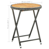 Tea Table Grey 60 cm Poly Rattan and Solid Acacia Wood 316510