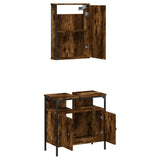 2 Piece Bathroom Furniture Set Smoked Oak Engineered Wood 3214777
