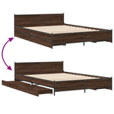 ZNTS Bed Frame with Drawers Brown Oak 120x200 cm Engineered Wood 3279941