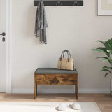 Hall Bench with Cushion Smoked Oak 63 x 38 x 40 cm 891548