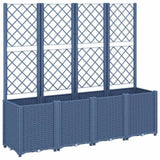 Garden Planter with Trellis Blue Grey 160x40x140 cm PP 367871