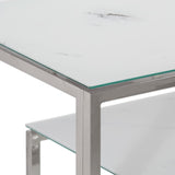 Console Table Silver Stainless Steel and Tempered Glass 350003