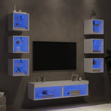 8 Piece TV Wall Units with LED White Engineered Wood 3216633