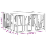 ZNTS Coffee Table Silver Stainless Steel and Solid Wood Acacia 350063