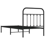Metal Bed Frame without Mattress with Headboard Black 90x190cm 352570