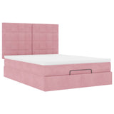 Ottoman Bed with Mattresses Pink 140x190cm Velvet 3313474