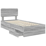 Bed Frame with Drawer Grey Sonoma 90 x 190 cm Engineered Wood 3412232