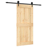 Sliding Door Natural and Black 95 x 210 cm Solid Pine Wood 3445162