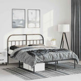 Metal Bed Frame without Mattress with Headboard Black 150x200cm 353637