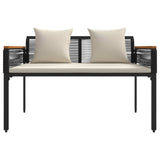Outdoor Furniture Set Black and Cream White Poly Rattan 42025226