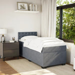 ZNTS Box Spring Bed with Mattress Dark Grey 90x200 cm Velvet 3286211