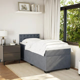 ZNTS Box Spring Bed with Mattress Dark Grey 90x200 cm Velvet 3286211