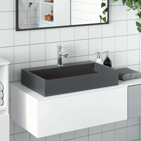 Wash Basin 60x38x11 cm Mineral Cast/Marble Cast Anthracite 155985