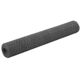 Chicken Wire Fence Steel with PVC Coating 25x1 m Grey 143280