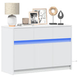 TV Cabinet with LED White 91x34x61 cm Engineered Wood 852180
