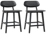 Set of Two Wooden Classic Bar Stools, with Faux Leather Seats - Black T3398P343073