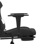 ZNTS Swivel Gaming Chair with Footrest Black and White Fabric 345707