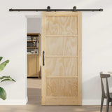 Sliding Door Natural and Black 86 x 198.5 cm Solid Pine Wood 3333370