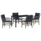 Garden Dining Set with Cushion 5 pcs Grey and Black Rattan 3380248