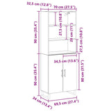 Highboard 2 pcs Black Oak Engineered Wood 3333095