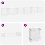 Dog Gate with Door Foldable 12 Panels White 960 cm Poplar Wood 3155568