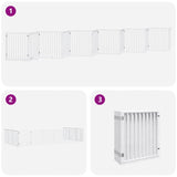 Dog Gate with Door Foldable 12 Panels White 960 cm Poplar Wood 3155568