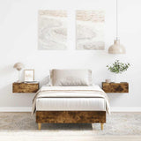 Bed Frame No Mattress Smoked Oak 75x190 cm Small Single Engineered Wood 861097