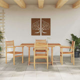 Garden Dining Set 5 pcs Natural Solid Acacia Wood 3375774