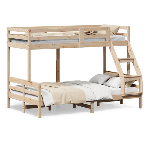 ZNTS Bunk Bed 80x200/120x200 cm Solid Wood Pine 3207177
