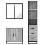 3 Piece Bathroom Furniture Set Grey Sonoma Engineered Wood 3301128