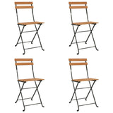 Folding Bistro Chair Set of 4 Brown Solid Teak Wood One Size 319980