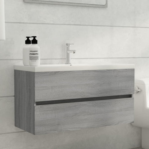 ZNTS Sink Cabinet Grey Sonoma 90x38.5x45 cm Engineered Wood 815655
