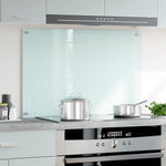 Kitchen Backsplash White 90 x 60 cm Tempered Glass 249459