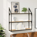 3-Tier Wall Shelf Sonoma Oak 80x21x78.5 cm Engineered Wood 835455