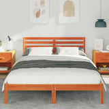 Bed Frame with Headboard Wax Brown 140 x 220 cm Solid Pine Wood 872334