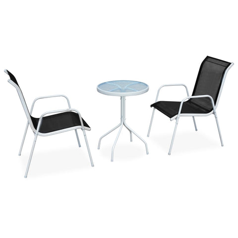 ZNTS 3 Piece Bistro Set Steel Black 43314