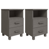 Bedside Cabinets HAMAR 2 pcs Light Grey 40x35x62 cm Solid Wood 340419