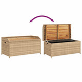 Storage Bench Mix Beige 100x50x52 cm Poly Rattan and Acacia Wood 365951