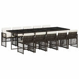 11 Piece Garden Dining Set with Cushions Brown Poly Rattan 3210753