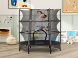 4.6FT/55" Kids Trampoline with Safety Enclosure, Outdoor Indoor Use, for Ages 3-10 Years, Black T3398P348061