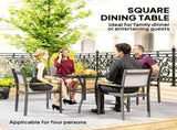 94 x 94 cm Garden Table with Parasol Hole, Outdoor Dining Garden Table for Four with Slatted Metal T3398P317541