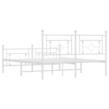 Metal Bed Frame without Mattress with Footboard White 150x200cm 374408